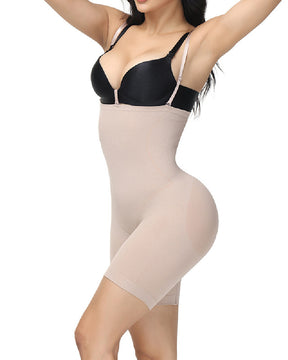 Seamless Open Bust Elastic Bodysuit Tummy Control Thigh Slimmer High Waist Shapewear