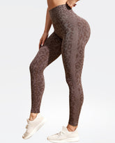 Seamless leopard Print Yoga Pants for Outer Wear, High Waist Tummy Control Peach Butt Lift