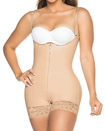 Open Bust Butt Lift Tummy Control Zipper Thigh Slimmer Bodysuit Shapewear