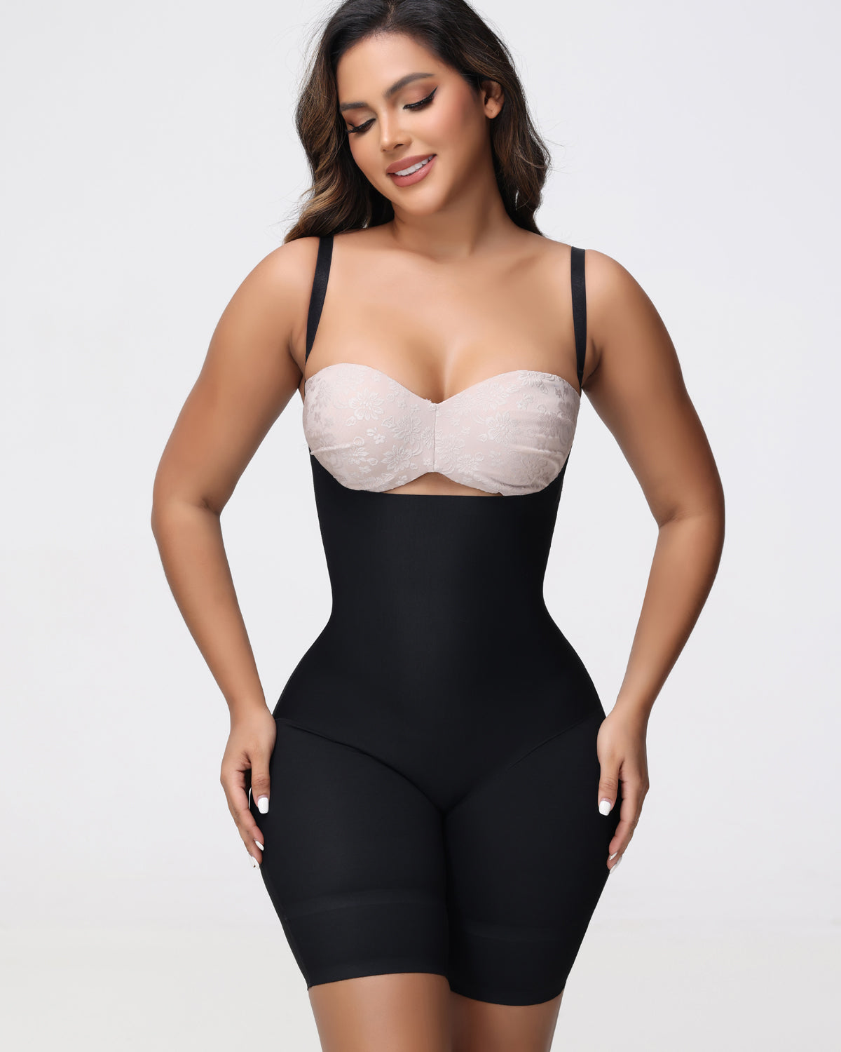 Shapshe® Open Bust Mid Thigh Bodysuit Seamless Sculpting Butt Lifter Shapewear