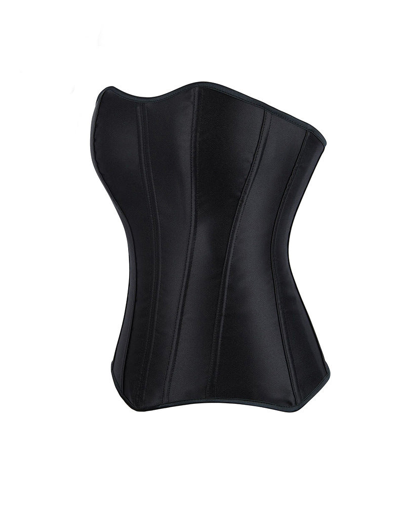 Shapshe® Women's Satin Lace Up Boned Corset Top Overbust Side Zipper Waist Trainer