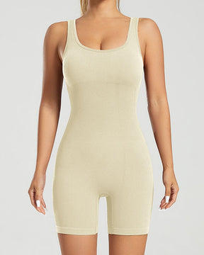 Seamless Ribbed Tummy Control Romper Sleeveless Tank Bodycon Yoga Jumpsuit