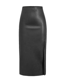 PU Slit Leather Skirt High Waist Zipper Slim Hip Skirt