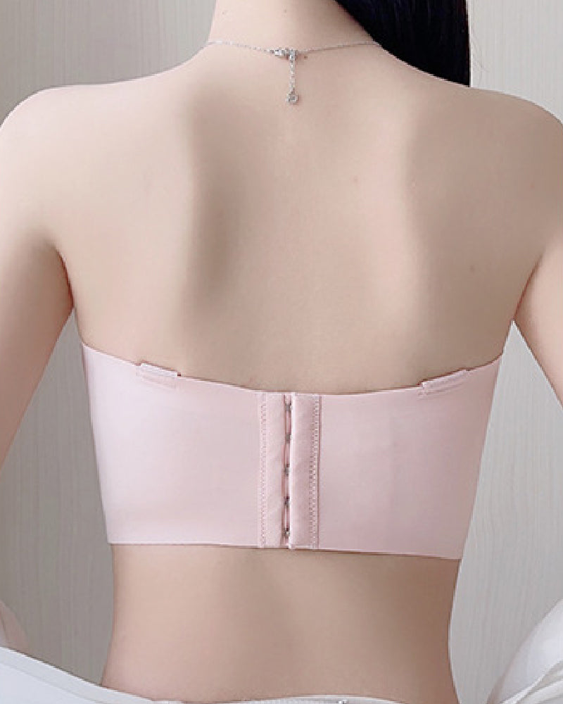 Bralette minimizador bandeau sin tirantes para mujer, sujetador inalámbrico fino antideslizante