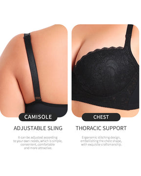 Sujetador de ropa interior fina push-up con ajuste de encaje de talla grande sexy para mujer