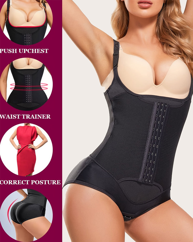 Body de entrenamiento de cintura para mujer, control de barriga, ajustado, moldeador de busto abierto