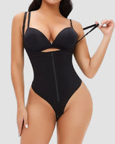 Faja sexy con control de barriga para mujer, busto abierto, moldeador de cuerpo, cremallera, talla grande, tanga