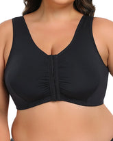 Front Closure Wireless Lace Back Vest Bra Plus Size Full Cup Bra