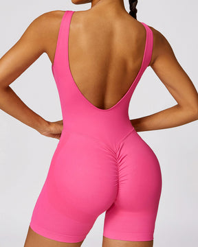 Mid Thigh Low Back Jumpsuits Seamless Rompers Stretchy Bodycon Bodysuit