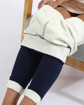 Women's Fleece Tights Warm Pants Lambskin Thickened Stretch Leggings