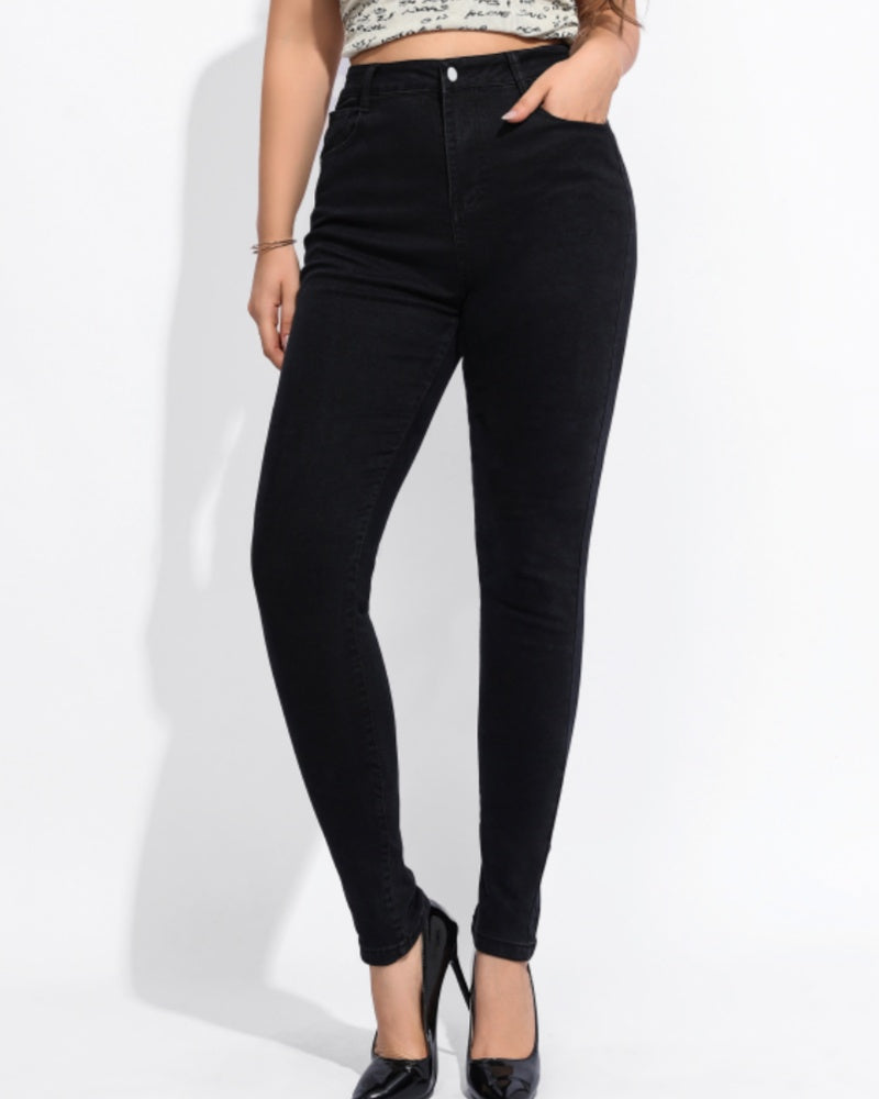 High Waist Slim Fit Skinny Jeans for Women with Elasticity