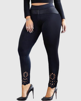 Women's Black Hollow Leggings