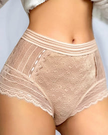 Sexy High Waist Hollow Out Sheer Floral Lace Comfortable Briefs Underwear