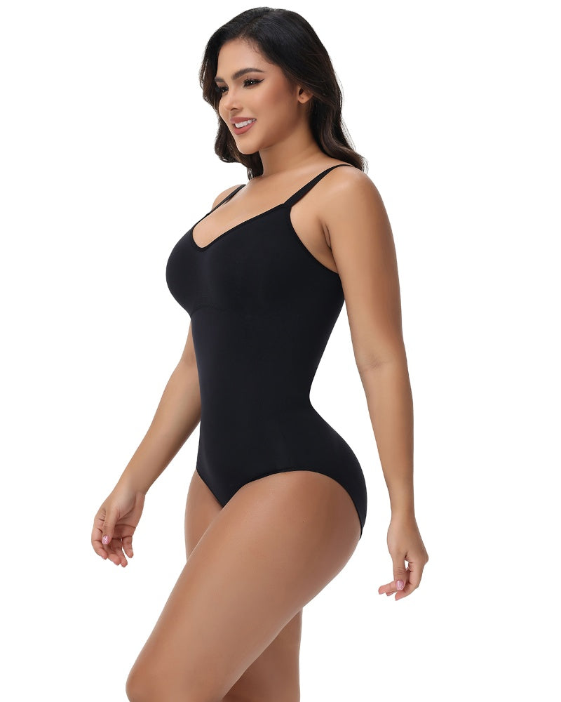 Shapshe® Seamless Knit Tummy Control Bodysuit Spaghetti Strap Stretch Briefs Body Shaper