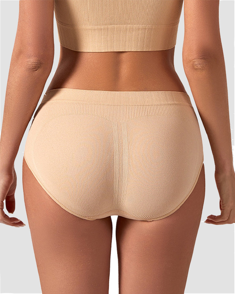 Women’s Solid Hip-Lifting Pure Cotton Slimming Briefs Seamless Low Waist Underwear