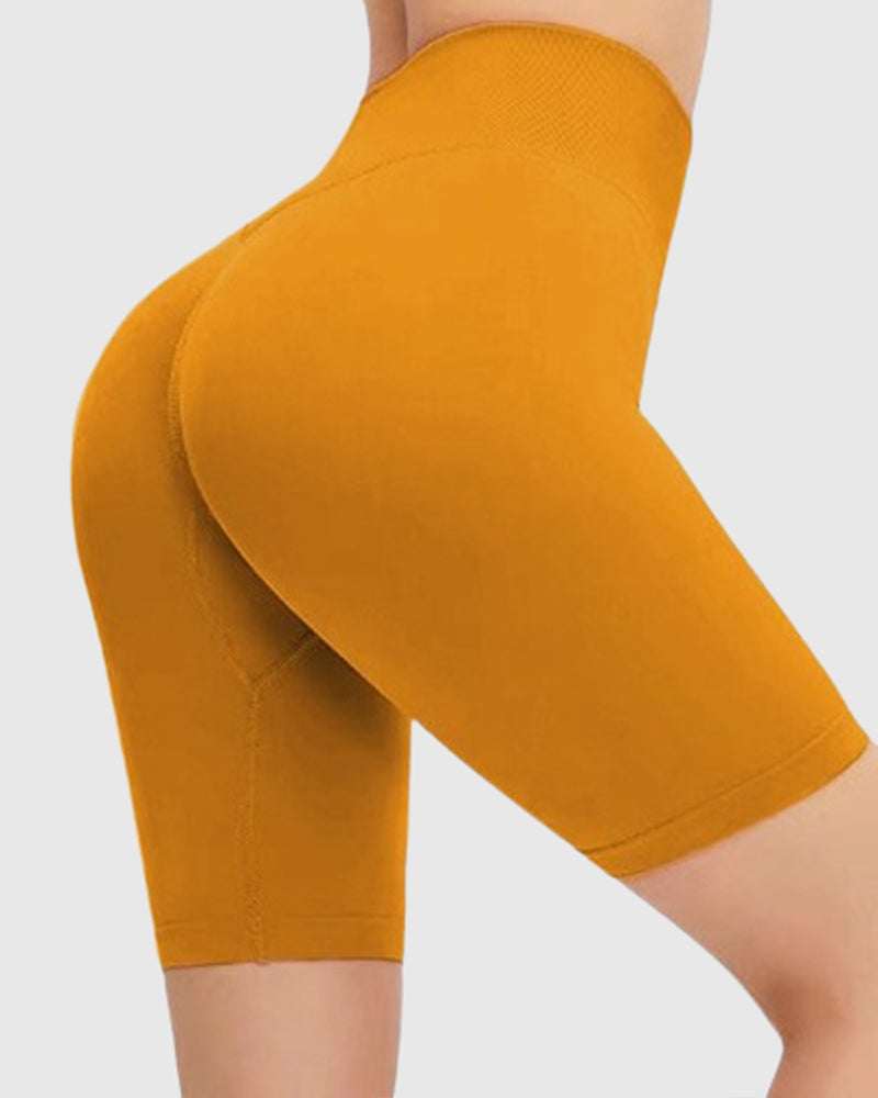 Pantalones cortos de yoga Pantalones cortos sin costuras con levantamiento de cadera de cintura alta