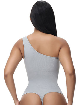 Sexy Ribbed One Shoulder Sleeveless Tank Top Tight Stretch Bodysuit