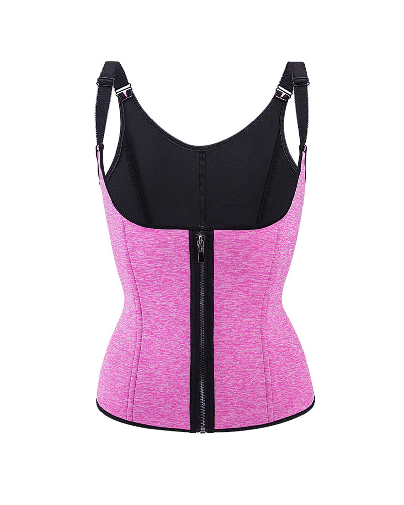 Women's Neoprene 3 Rows Hook Zipper Workout Waist Trainer Sweat Sauna Corset Vest