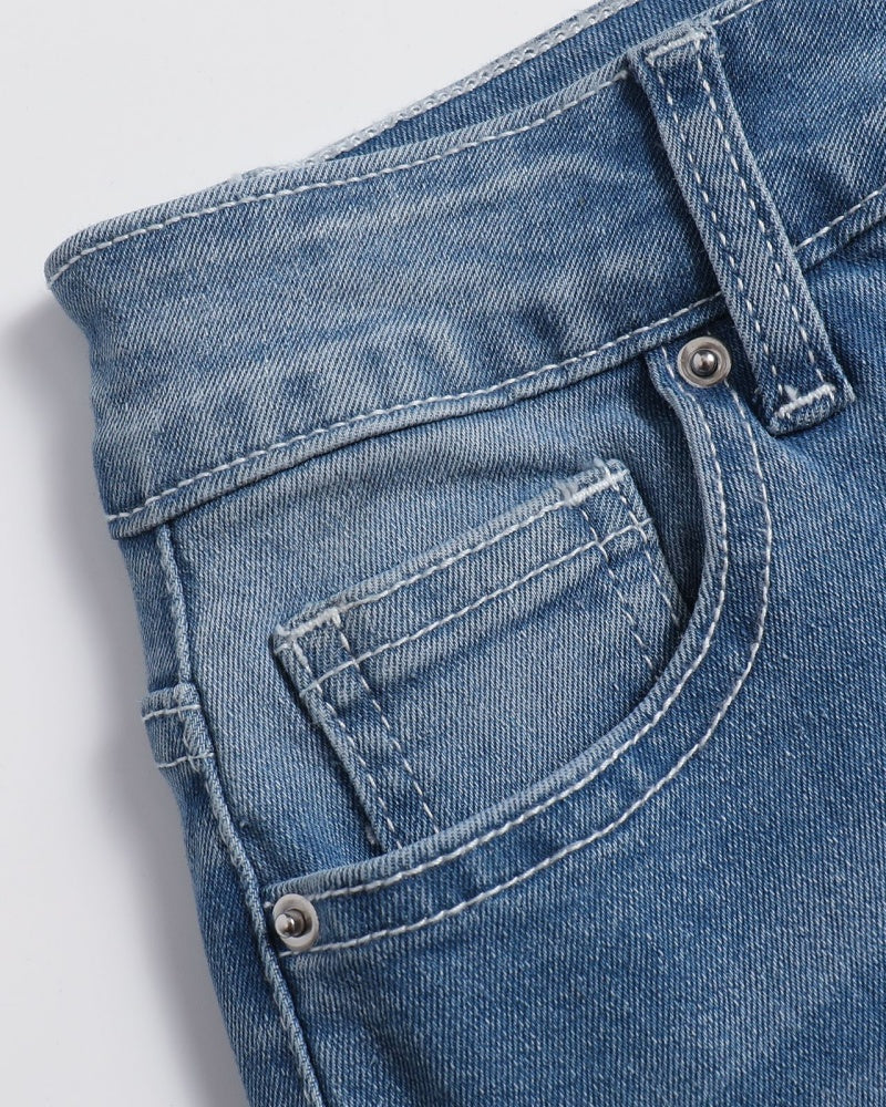 Washed Fashionable All-match Stretch Flared Jeans