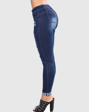 Women's Slim Fit Hip Lift Skinny Jeans With Holes