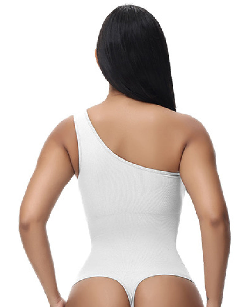 Shapshe® Sexy Ribbed One Shoulder Sleeveless Tank Top Tight Stretch Bodysuit