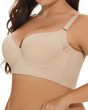 Smooth Seamless Memory Steel-Ring Deep V Push-Up Adjustable Bra