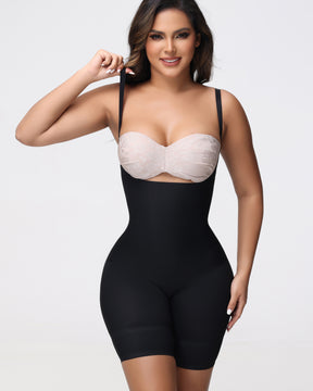 Open Bust Mid Thigh Bodysuit Seamless Sculpting Butt Lifter Shapewear