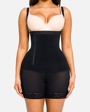 Detachable Straps Side Zipper Body Shaper Open Bust Smooth Shapewear