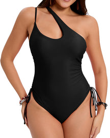 Off-shoulder Halter Swimsuit with Drawstrings Shapewear Beachwear