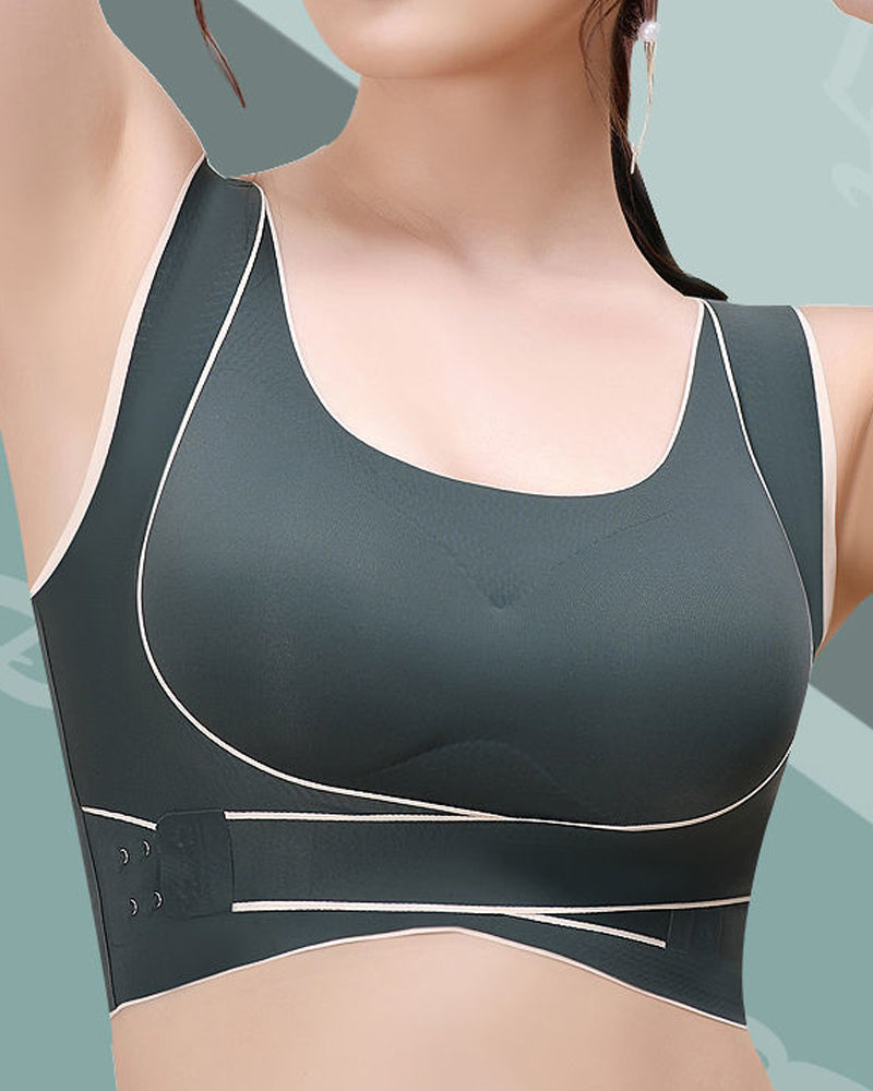 Wireless Front Cross Side Buckles Bra Hunchback Correction Shockproof Yoga Underwear