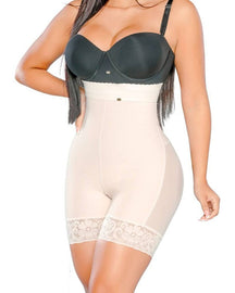 High-Waist Butt Lifter Double Compression Lace Invisible Shapewear Shorts