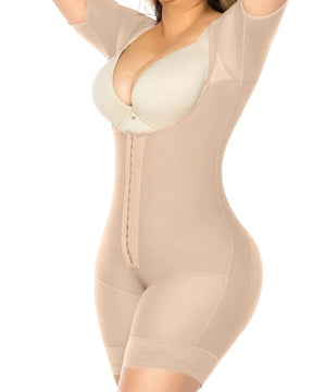 Middle Sleeves Open Bust Shapewear Tummy Control