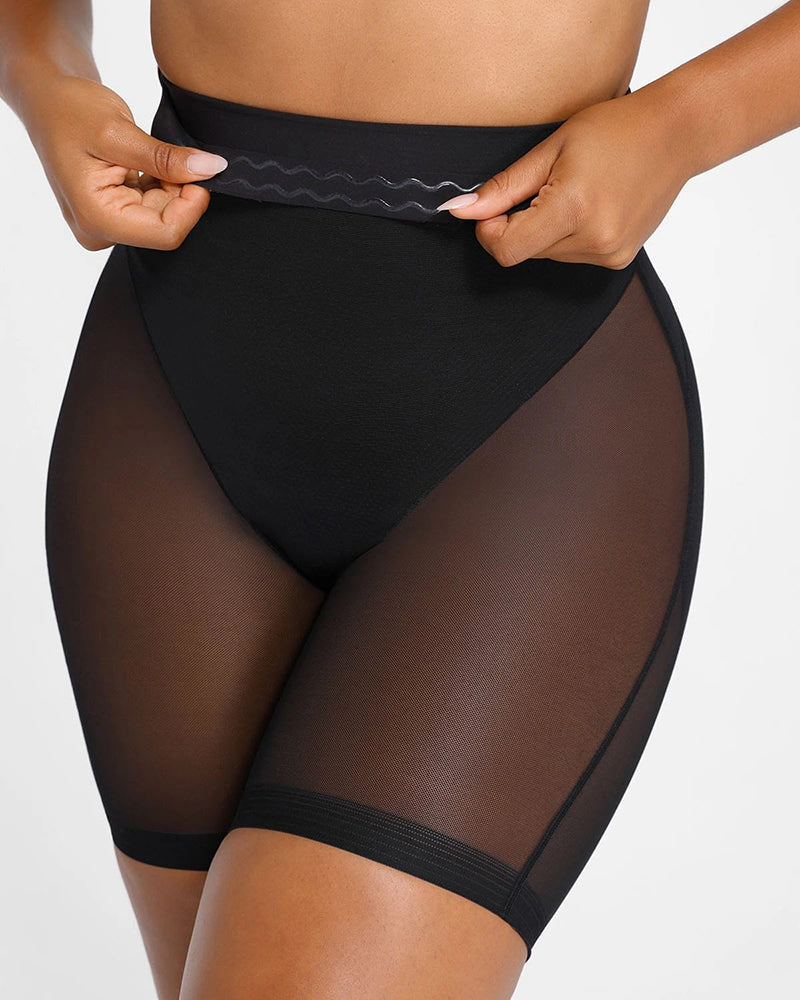 Sheer Mesh Smooth Butt Lift Shaping Shorts High Waist Thigh Slimmer Shaper Shorts