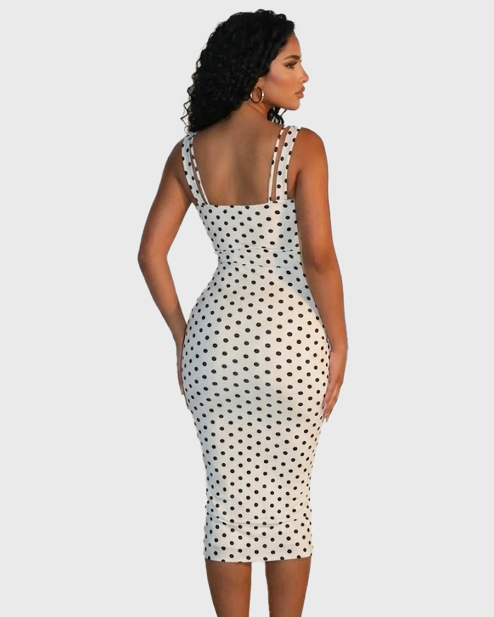 Sexy Women's Slim-Fit Stretchy Classic Polka Dot Maxi Dress