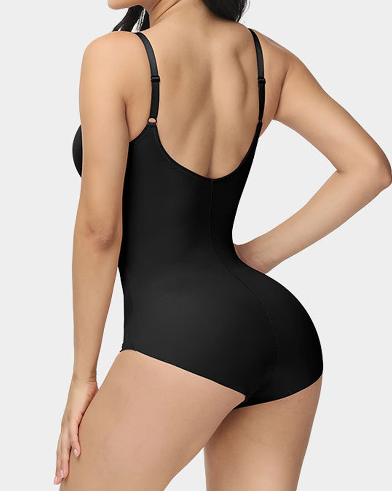 Solid Tummy Control Bodysuit Corset Seamless Shapewear With Built-in Bra