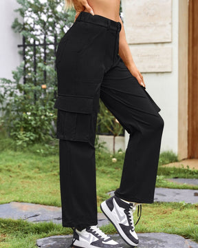 Women's Loose Casual Wide Leg High Waist Pocket Cargo Pants