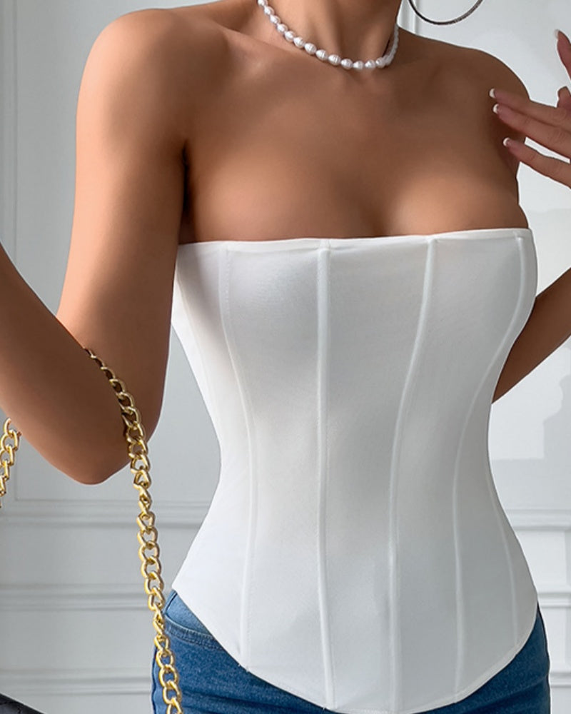 High Elastic Mesh Tube Top Tummy Control Body Shaping Vest