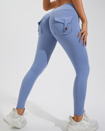 Peach Hip Fitness Leggings with Cargo Pockets