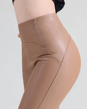 PU Leather Pants Thin Velvet Leggings High Waist Hip Lift Tights