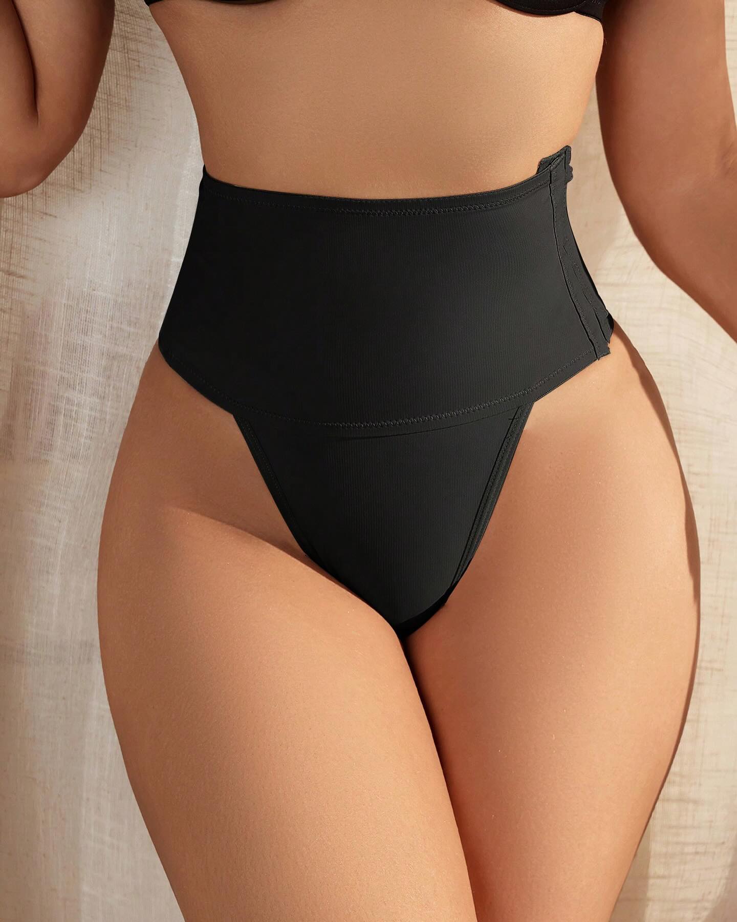 Shapewear Control Panties With Hook And Eye Closure And Thong Design