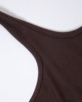 Sexy Knit Ribbed Cut-out Halter Neck Bodysuit