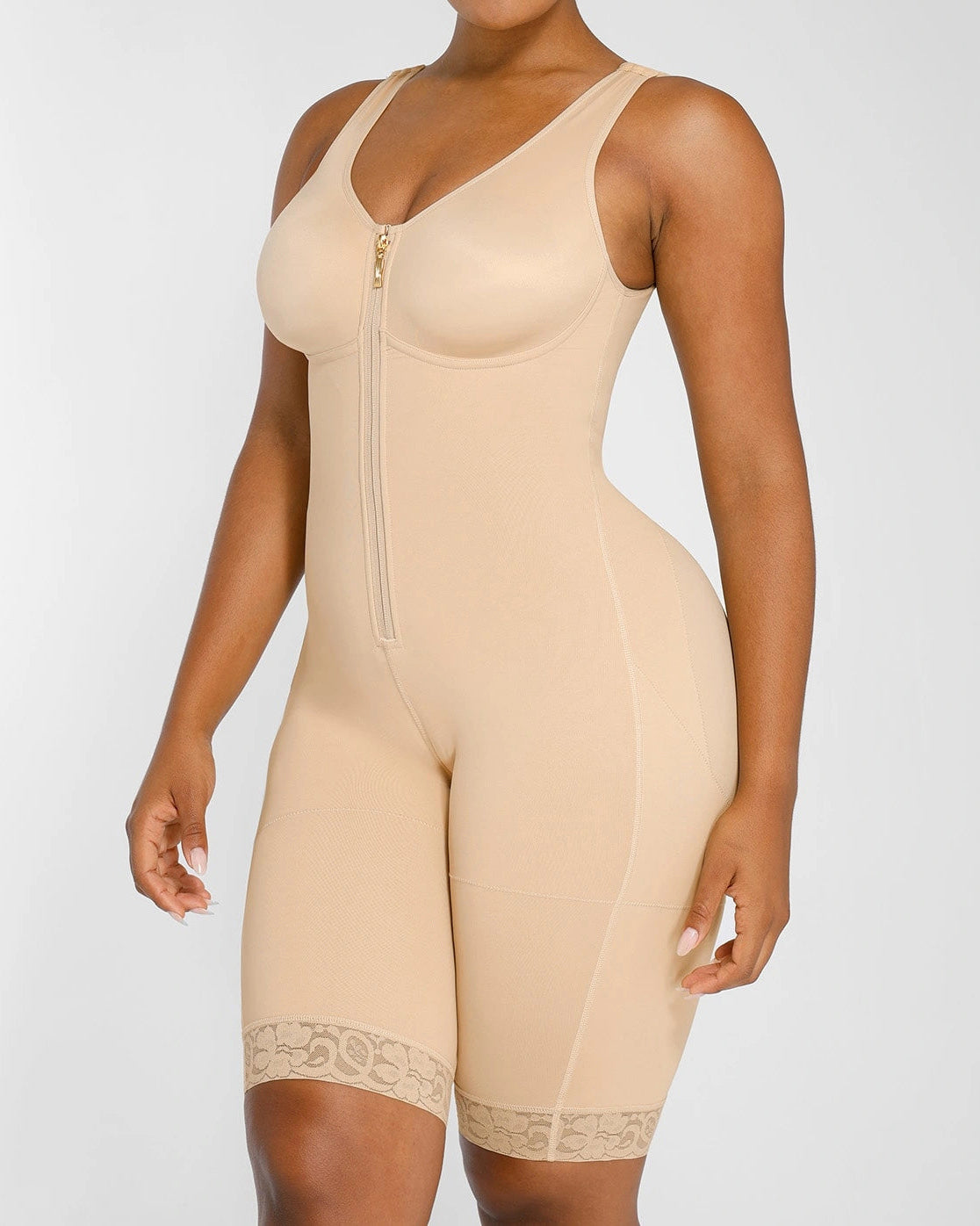 High Compression Full Body Fajas Tummy Control Butt-Lifting Body Shaper With Zipper