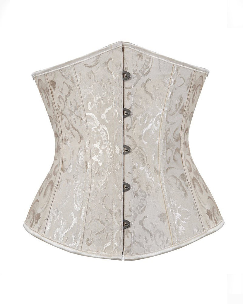 Vintage Jacquard Tummy Control Underbust Corset Lace-Up Back Plus Size Bustier Top