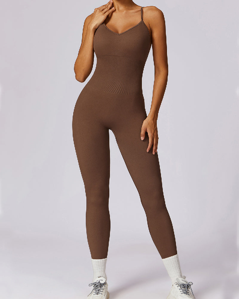 Criss Cross Seamless Scrunch Butt Romper Spaghetti Strap Tummy Control Jumpsuit