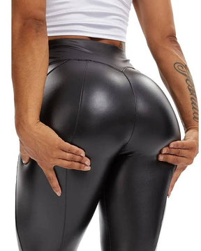 Women Leather Booty Shaping High Waist Elastic Slim Pants