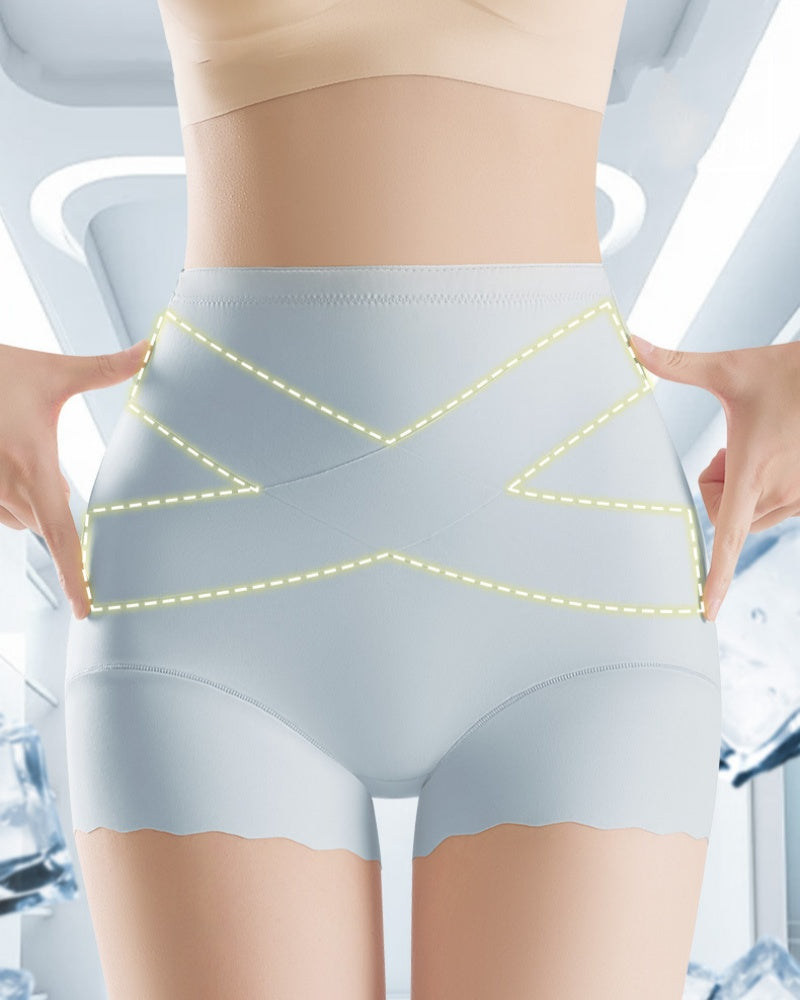 Ultra Thin Cross Waist Ice Silk Breathable Tummy Control Shaping Shorts