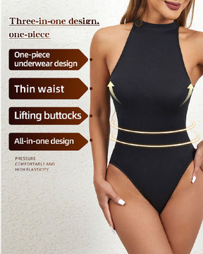 Women's One Piece High Collar Sexy Ribbed Sleeveless Racerback Shapewear Bodysuits