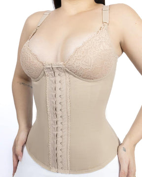 Seamless Satin 18 Steel Bone Corset Vest Lace Cups Bustier Top (Pre-Sale)