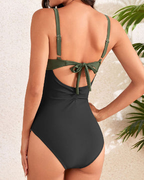 Front Crisscross Cut Out Swimsuit Ruched High Waist Beachwear