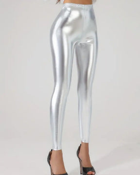 Bright Leather Tight Nine-point Pants Sexy Close-Fitting Hip-lifting Waist Leggings